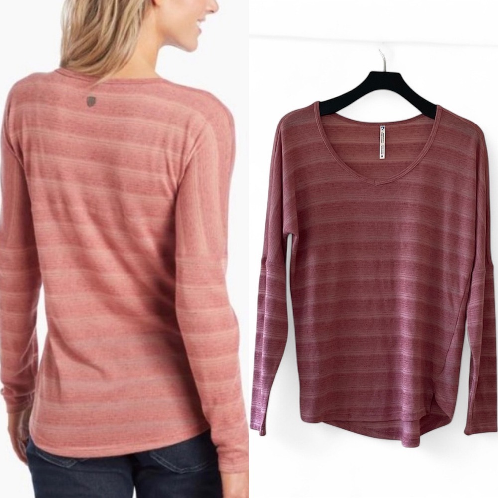 KÜHL‎ Sylvie Sweater- Lightweight Striped Long Sleeve V-Neck Top Casual Size M